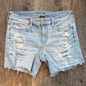 American Eagle Distressed Midi Shorts Next Level Stretch
